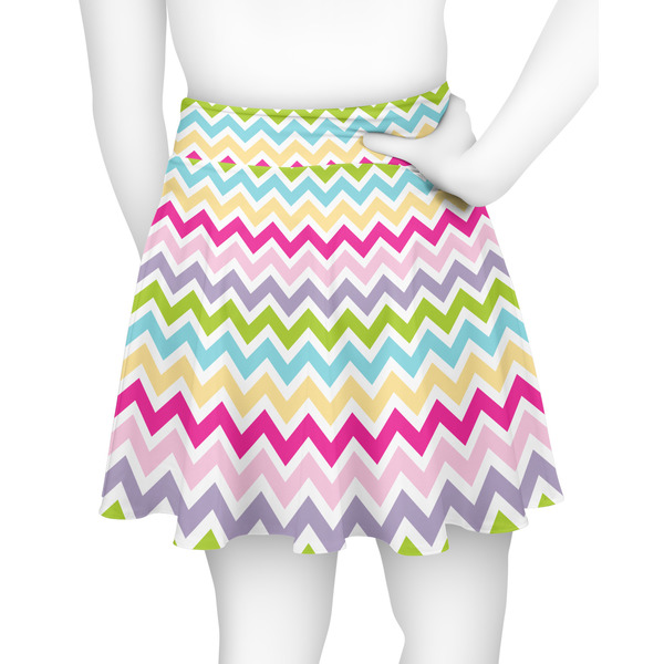Colorful Chevron Skater Skirt - Back