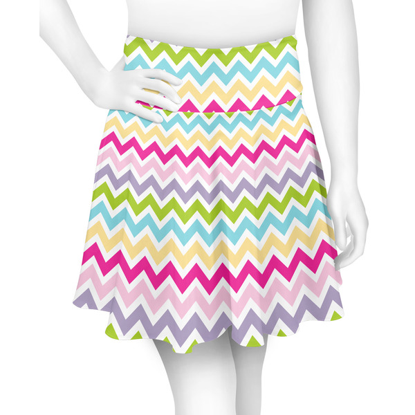 Custom Colorful Chevron Skater Skirt - X Small