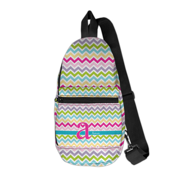 Custom Colorful Chevron Sling Bag (Personalized)