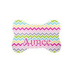 Colorful Chevron Bone Shaped Dog Food Mat (Small) (Personalized)