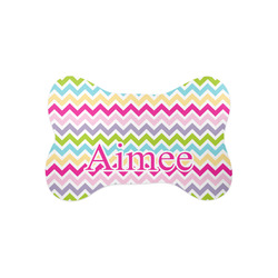 Colorful Chevron Bone Shaped Dog Food Mat (Small) (Personalized)