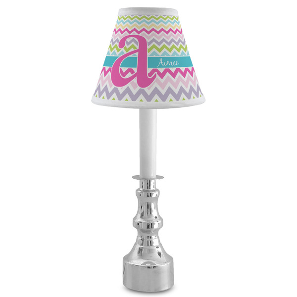 Colorful Chevron Small Chandelier Lamp - LIFESTYLE (on candle stick)