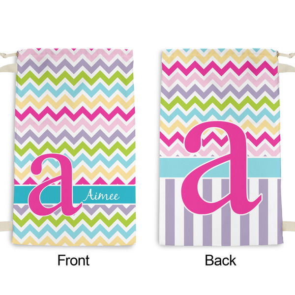 Colorful Chevron Small Laundry Bag - Front & Back View