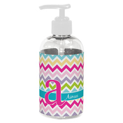 Colorful Chevron Plastic Soap / Lotion Dispenser (8 oz - Small - White) (Personalized)