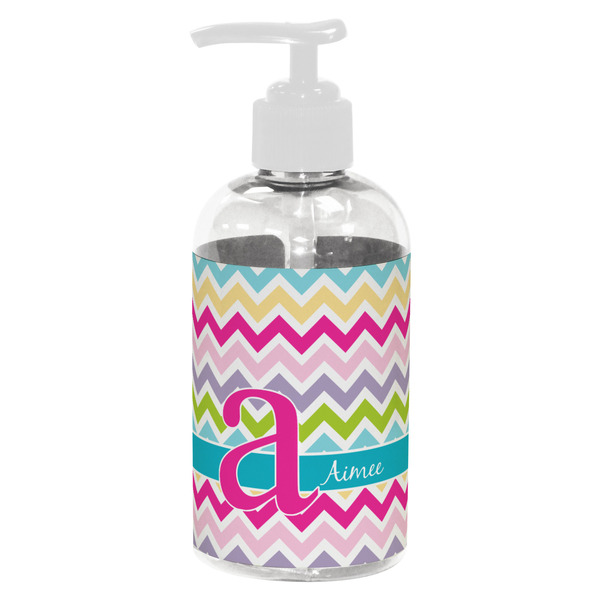 Custom Colorful Chevron Plastic Soap / Lotion Dispenser (8 oz - Small - White) (Personalized)