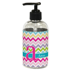 Colorful Chevron Plastic Soap / Lotion Dispenser (8 oz - Small - Black) (Personalized)