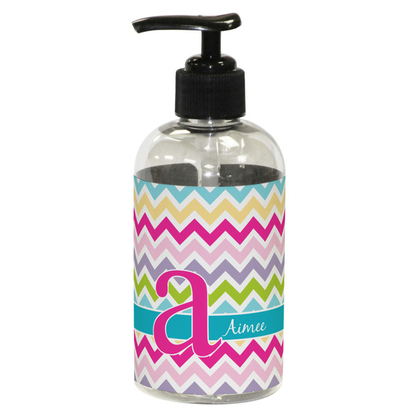 Custom Colorful Chevron Plastic Soap / Lotion Dispenser (8 oz - Small - Black) (Personalized)