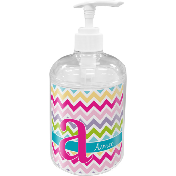 Custom Colorful Chevron Acrylic Soap & Lotion Bottle (Personalized)