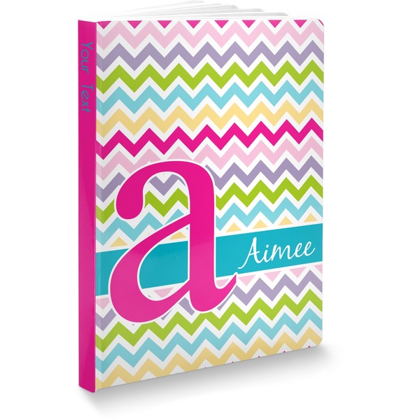 Custom Colorful Chevron Softbound Notebook - 7.25" x 10" (Personalized)