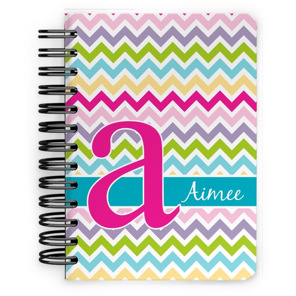 Custom Colorful Chevron Spiral Notebook - 5x7 w/ Name and Initial
