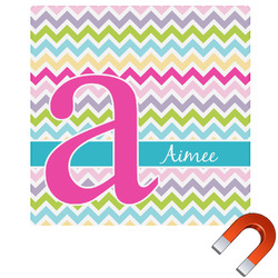 Colorful Chevron Square Car Magnet - 6" (Personalized)