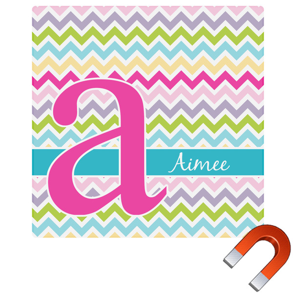 Custom Colorful Chevron Square Car Magnet - 6" (Personalized)