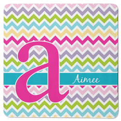 Colorful Chevron Square Rubber Backed Coaster (Personalized)