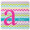 Colorful Chevron Square Rubber Backed Coaster (Personalized)