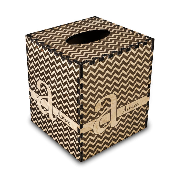 Custom Colorful Chevron Wood Tissue Box Cover - Square (Personalized)