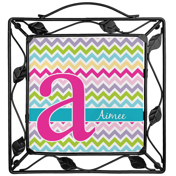 Custom Colorful Chevron Square Trivet (Personalized)