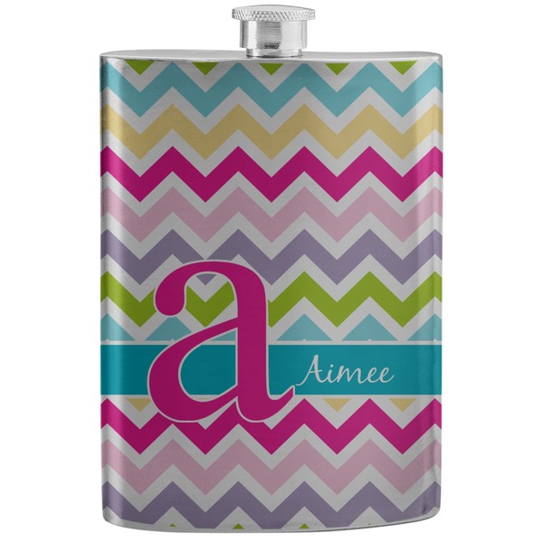 Custom Colorful Chevron Stainless Steel Flask (Personalized)