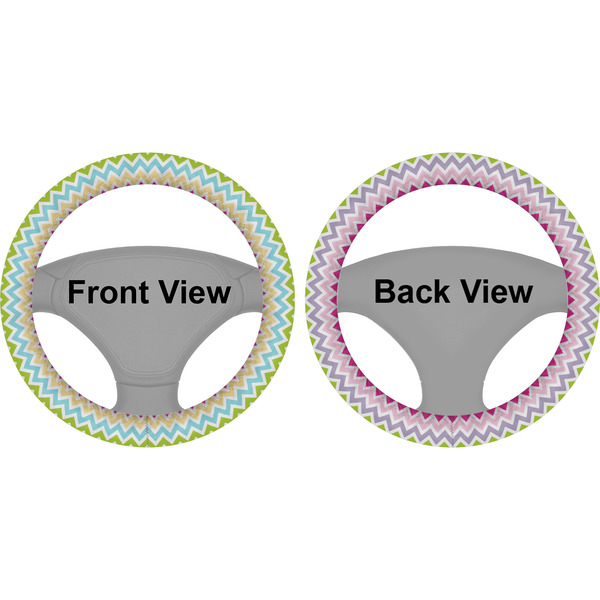 Colorful Chevron Steering Wheel Cover- Front and Back