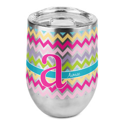 Colorful Chevron Stemless Wine Tumbler - Full Print (Personalized)