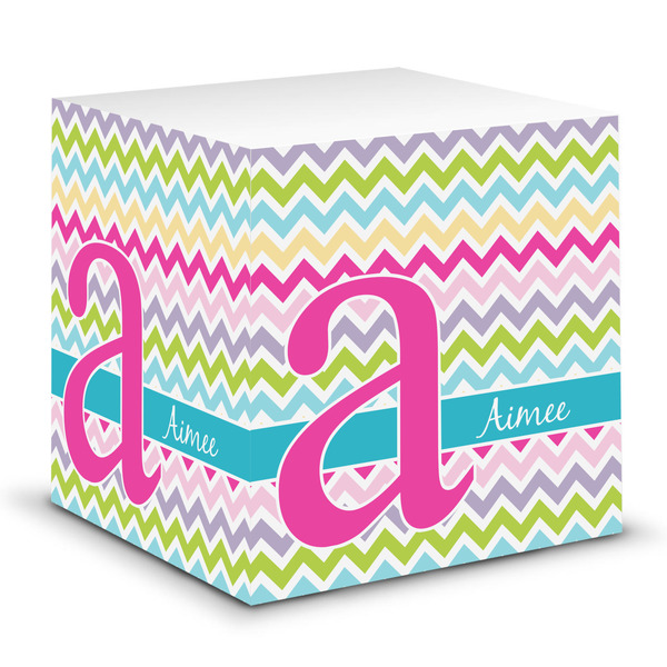 Custom Colorful Chevron Sticky Note Cube (Personalized)