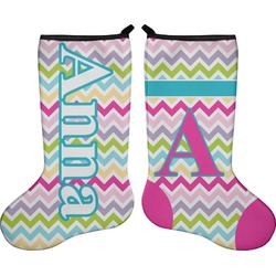 Colorful Chevron Holiday Stocking - Double-Sided - Neoprene (Personalized)