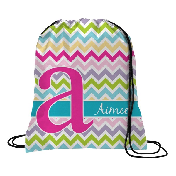 Custom Colorful Chevron Drawstring Backpack (Personalized)