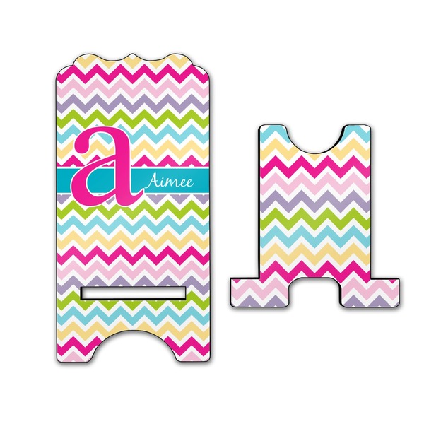 Colorful Chevron Stylized Phone Stand - Front & Back - Large