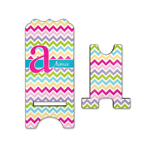 Colorful Chevron Stylized Phone Stand - Front & Back - Small