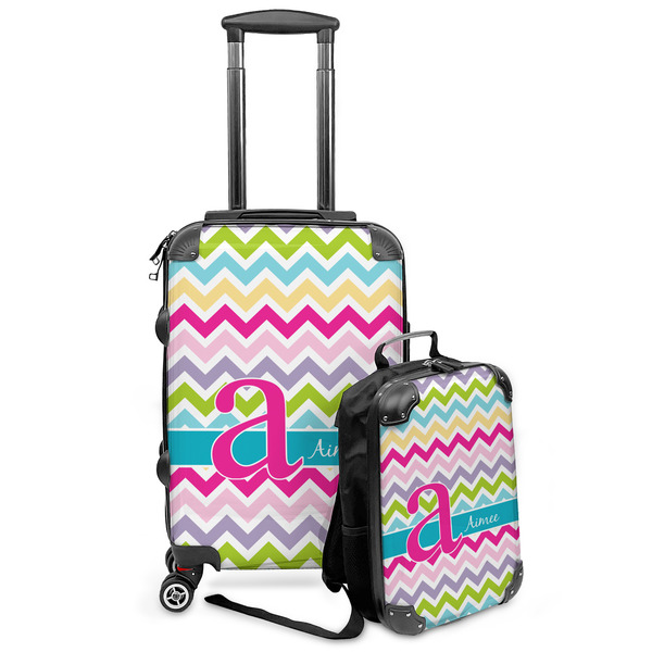 Custom Colorful Chevron Kids 2-Piece Luggage Set - Suitcase & Backpack (Personalized)