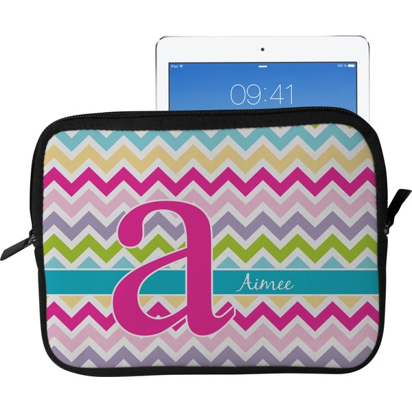 Custom Colorful Chevron Tablet Case / Sleeve - Large (Personalized)