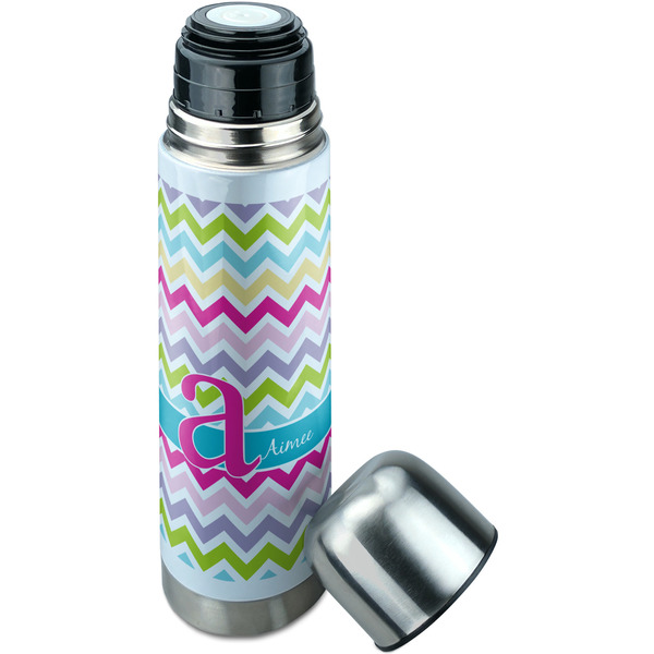 Colorful Chevron Thermos - Lid Off