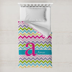 Colorful Chevron Toddler Duvet Cover w/ Name and Initial