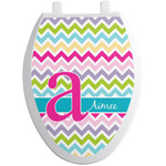 Colorful Chevron Toilet Seat Decal - Elongated (Personalized)