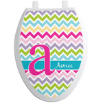 Colorful Chevron Toilet Seat Decal - Elongated (Personalized)