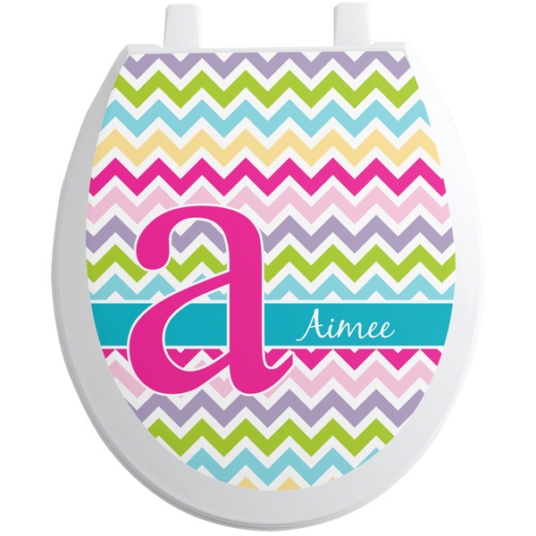Custom Colorful Chevron Toilet Seat Decal (Personalized)
