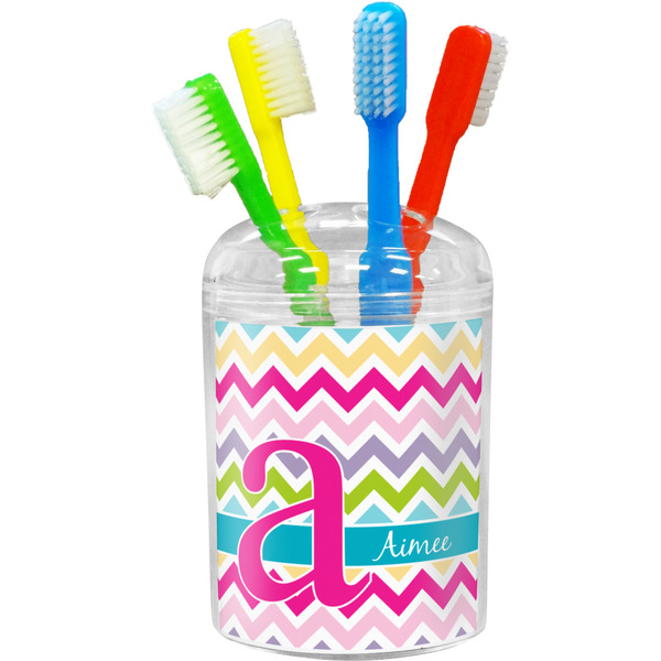 Custom Colorful Chevron Toothbrush Holder (Personalized)