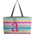 Colorful Chevron Beach Totes Bag - w/ Black Handles (Personalized)