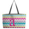 Colorful Chevron Beach Totes Bag - w/ Black Handles (Personalized)