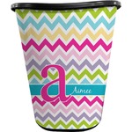 Colorful Chevron Waste Basket - Double Sided (Black) (Personalized)