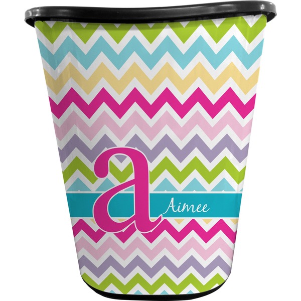 Colorful Chevron Trash Can Black