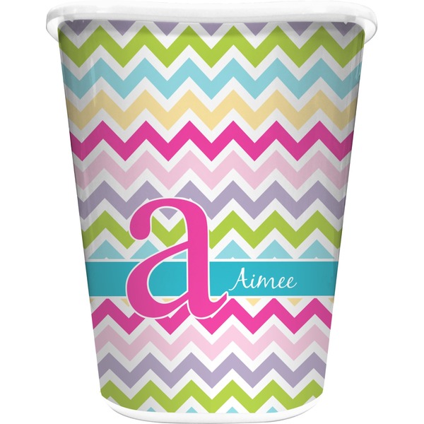 Custom Colorful Chevron Waste Basket (Personalized)