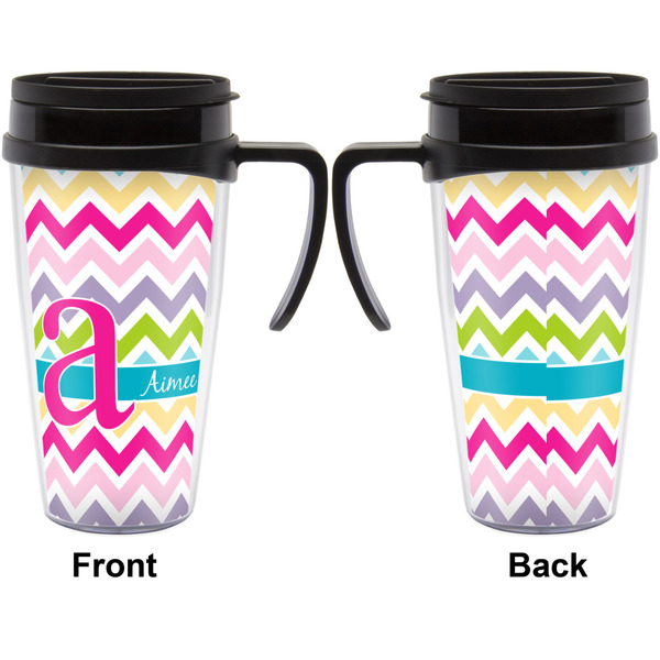 Colorful Chevron Travel Mug with Black Handle - Approval