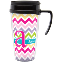 Colorful Chevron Acrylic Travel Mug with Handle (Personalized)