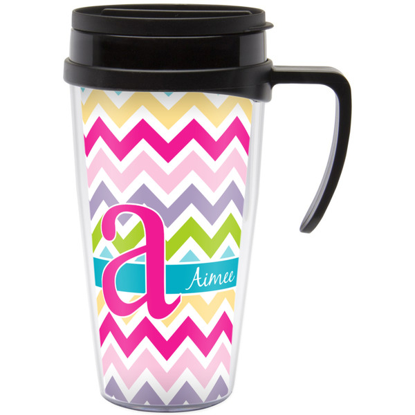 Custom Colorful Chevron Acrylic Travel Mug with Handle (Personalized)