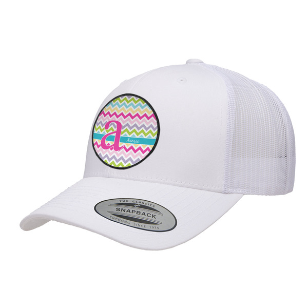 Custom Colorful Chevron Trucker Hat - White (Personalized)