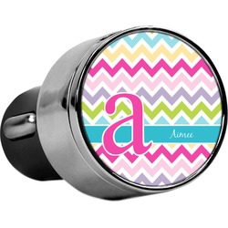 Colorful Chevron USB Car Charger (Personalized)