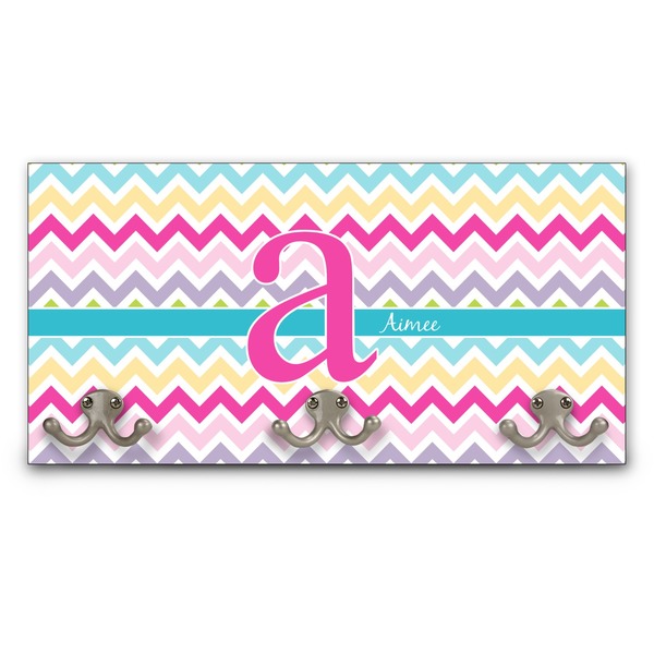 Custom Colorful Chevron Wall Mounted Coat Rack (Personalized)
