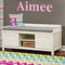 Colorful Chevron Wall Name Decal Above Storage bench
