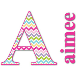 Colorful Chevron Name & Initial Decal - Up to 12"x12" (Personalized)