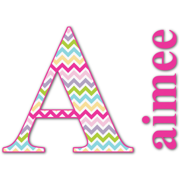 Custom Colorful Chevron Name & Initial Decal - Custom Sized (Personalized)